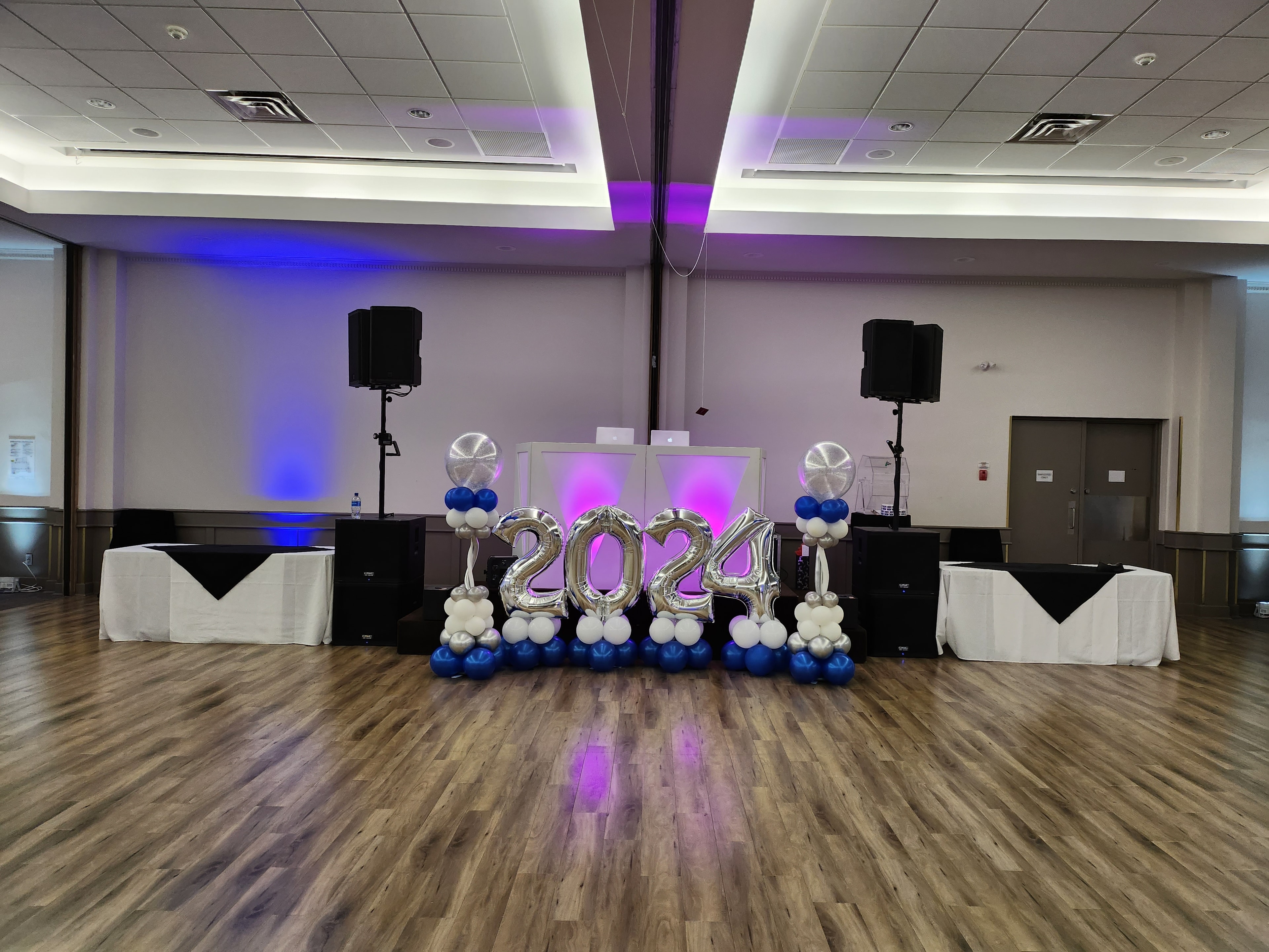 Wedding reception tent setup with elegant decor